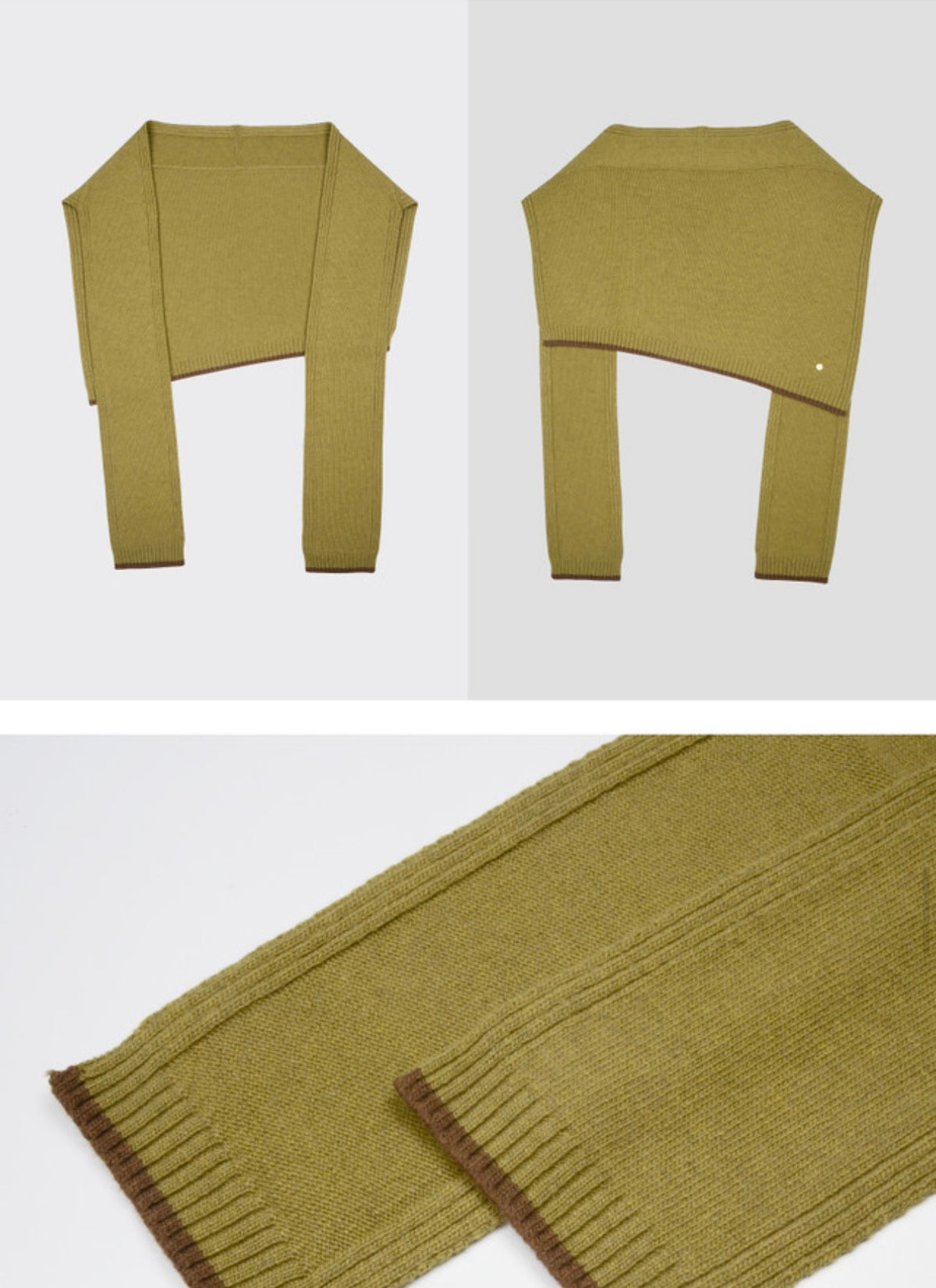 3-Way Merino Wool Blend Knit Shawl – Green Tea Brown