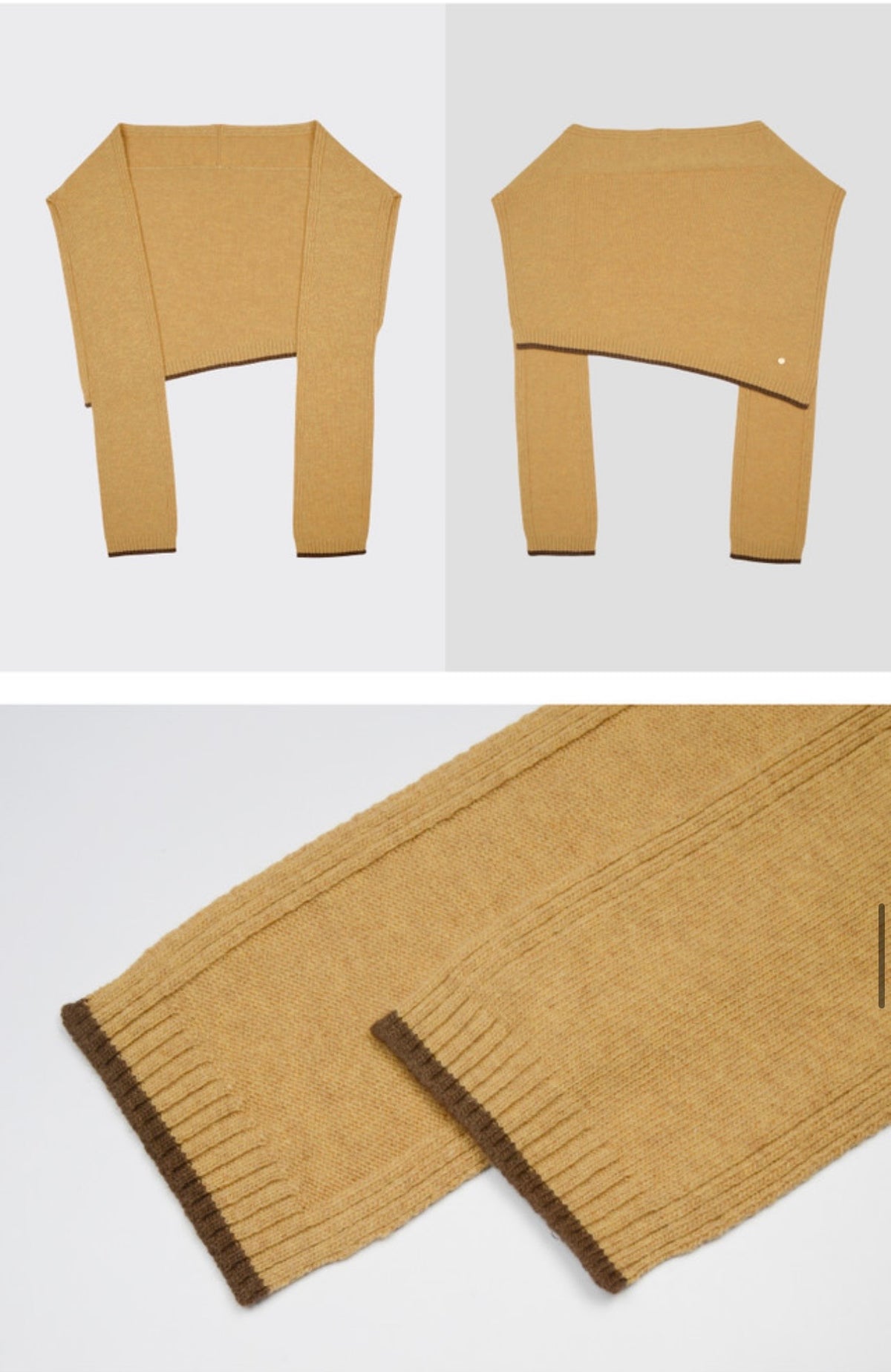 3-Way Merino Wool Blend Knit Shawl – Mustard