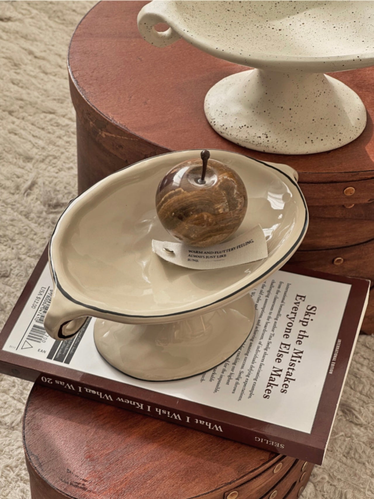 Dunne Ceramic Object-Tray Line Beige