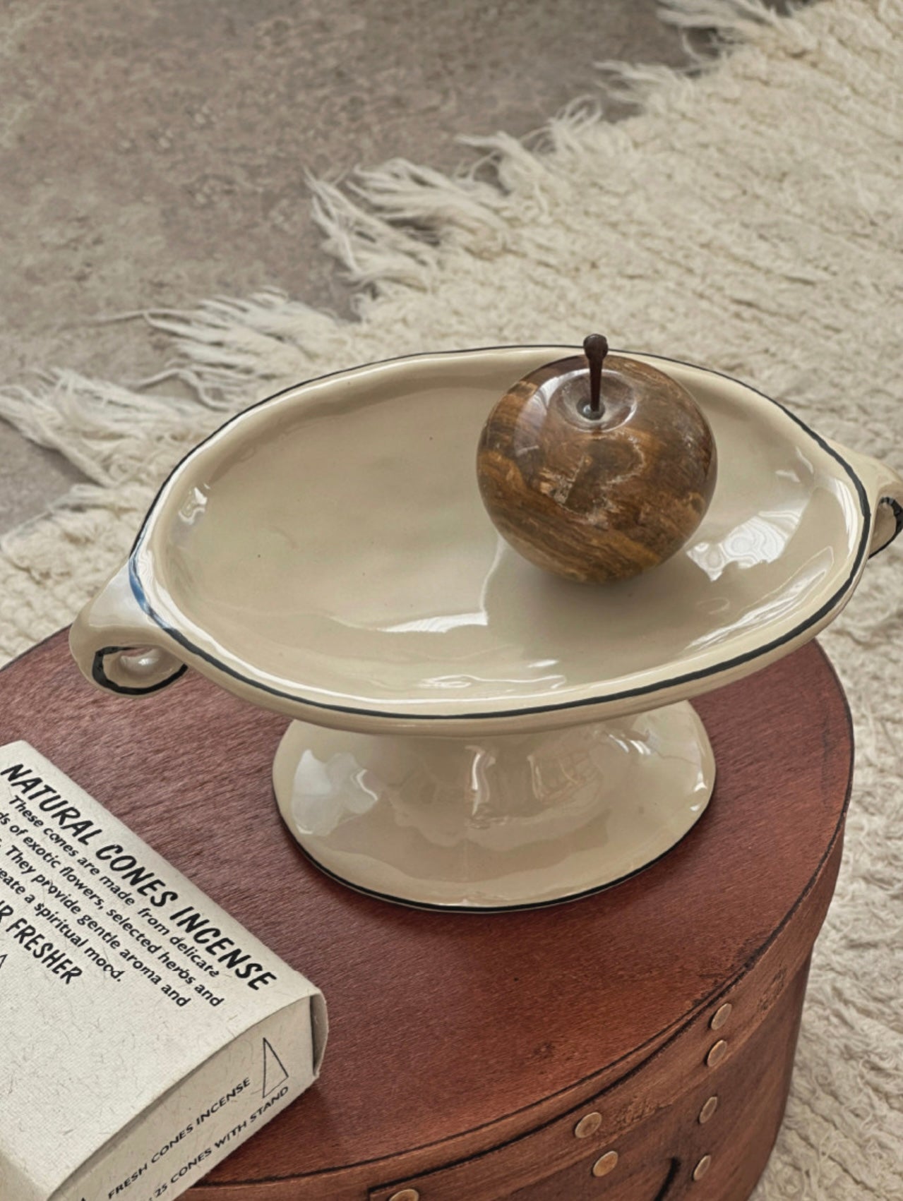 Dunne Ceramic Object-Tray Line Beige