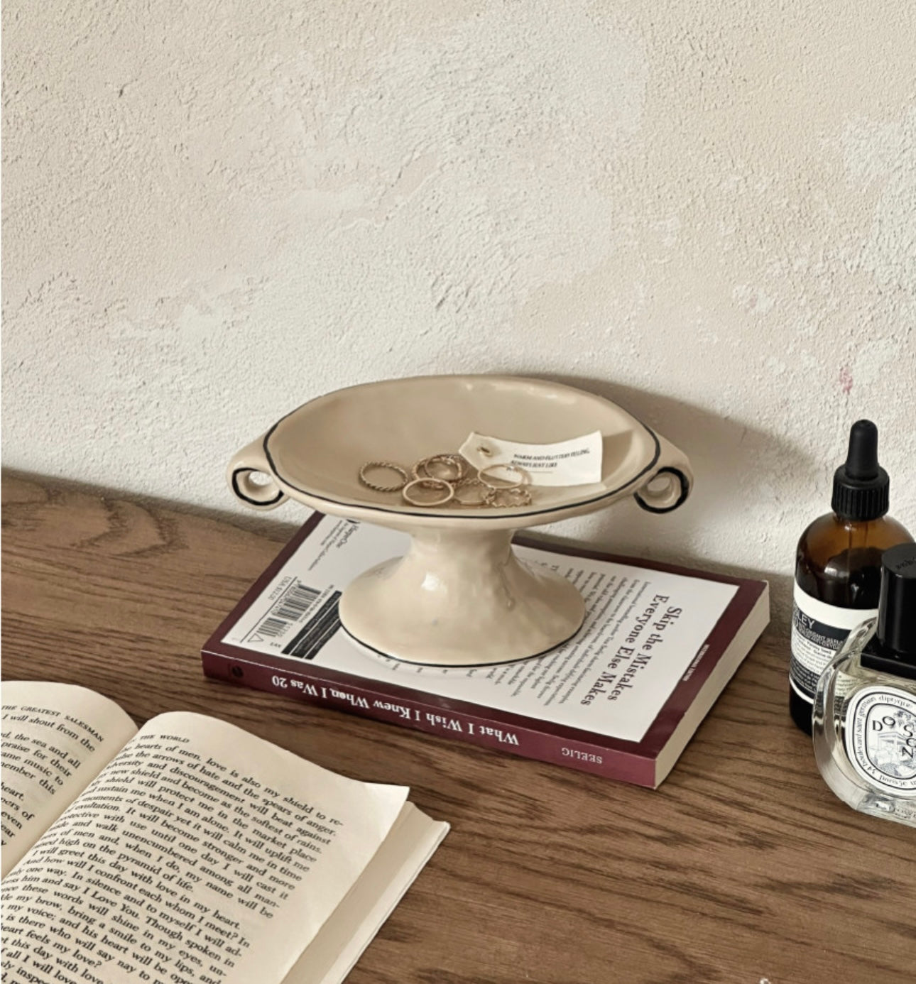 Dunne Ceramic Object-Tray Line Beige