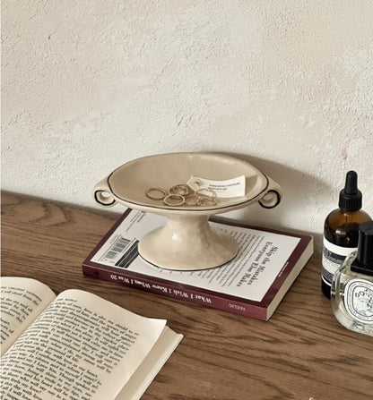 Dunne Ceramic Object-Tray Line Beige