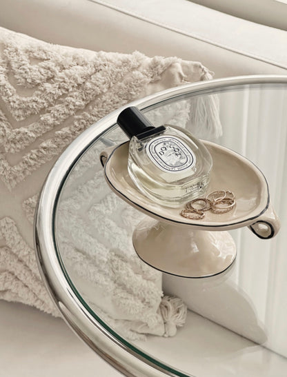 Dunne Ceramic Object-Tray Line Beige