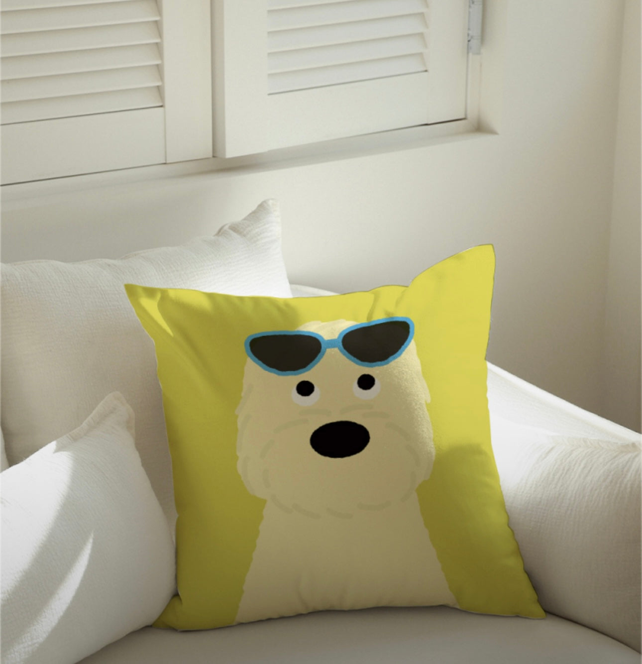 Blue Sunglasses Cushion Cover