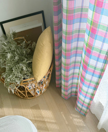 Grapefruit Ade Check Curtain