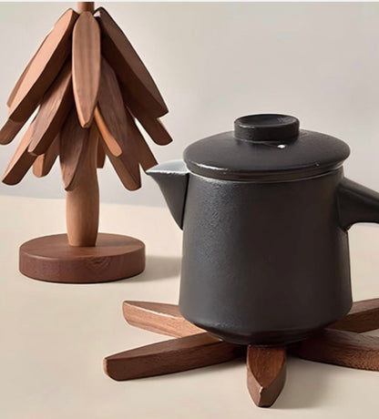 Auto-Folding Wooden Tree Trivet