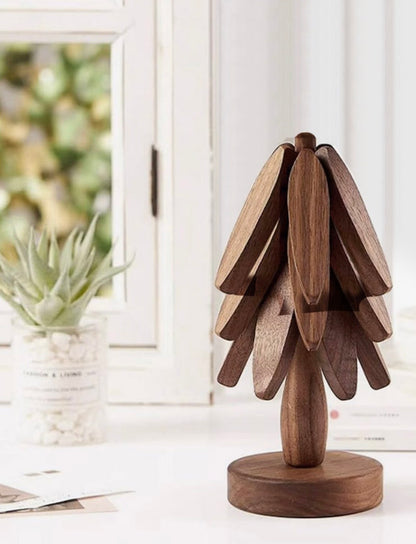 Auto-Folding Wooden Tree Trivet