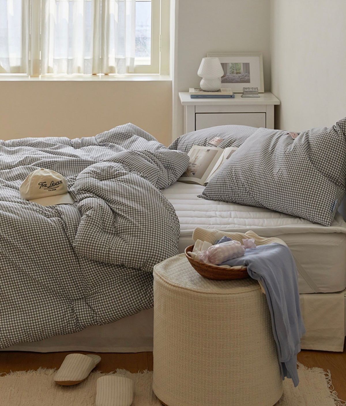 Pastel Lightweight Dust-Free Quilted Comforter-Check Pattern