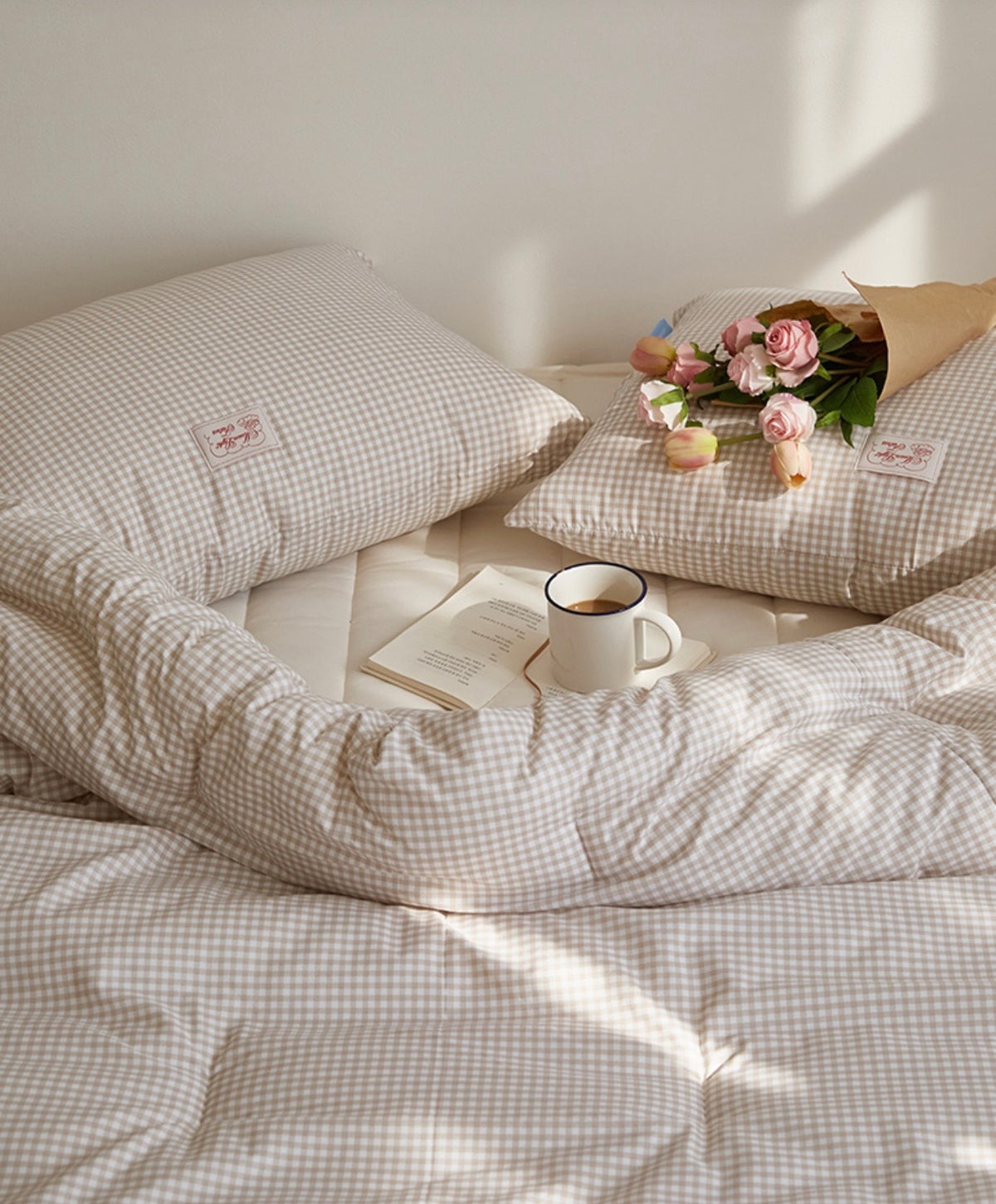 Pastel Lightweight Dust-Free Quilted Comforter-Check Pattern