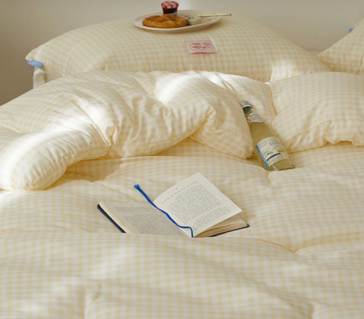 Pastel Lightweight Dust-Free Quilted Comforter-Check Pattern