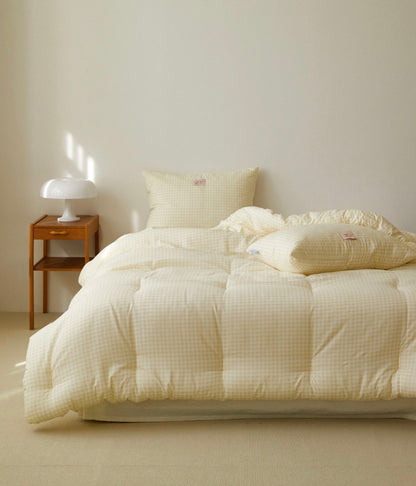 Pastel Lightweight Dust-Free Quilted Comforter-Check Pattern