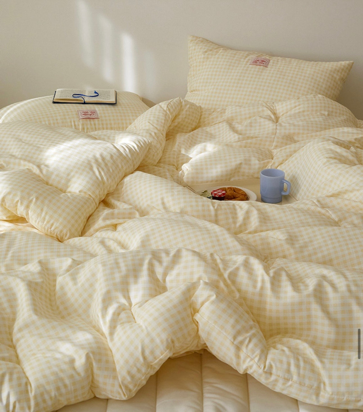 Pastel Lightweight Dust-Free Quilted Comforter-Check Pattern