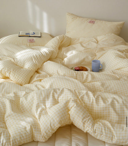 Pastel Lightweight Dust-Free Quilted Comforter-Check Pattern