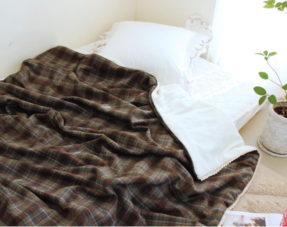 Handcrafted Winter Cabin Check Blanket
