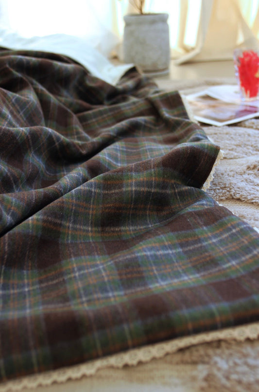 Handcrafted Winter Cabin Check Blanket