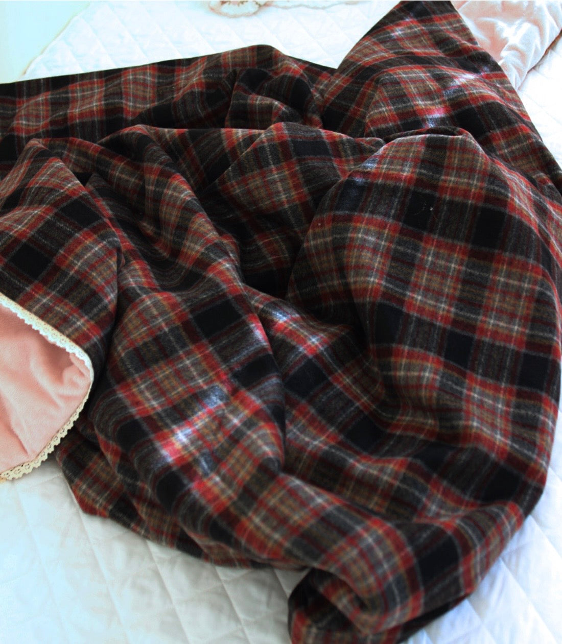 Handcrafted Winter Cabin Check Blanket