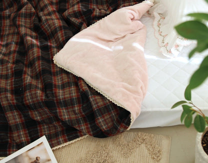 Handcrafted Winter Cabin Check Blanket