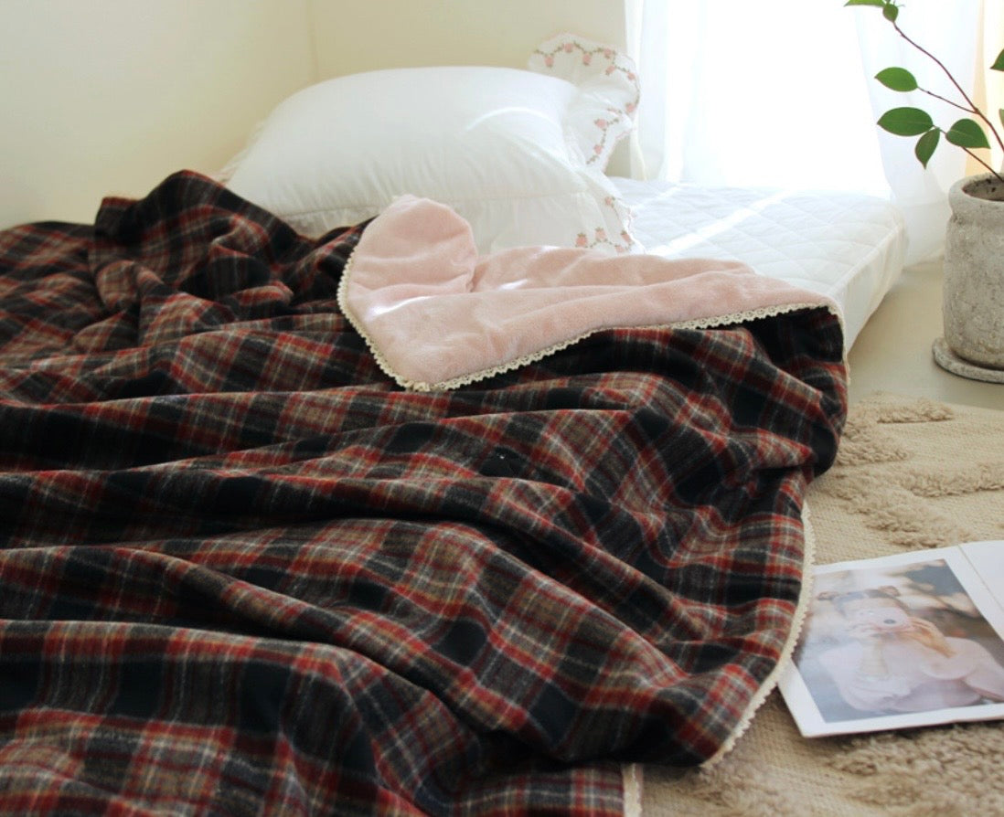 Handcrafted Winter Cabin Check Blanket