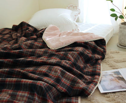 Handcrafted Winter Cabin Check Blanket