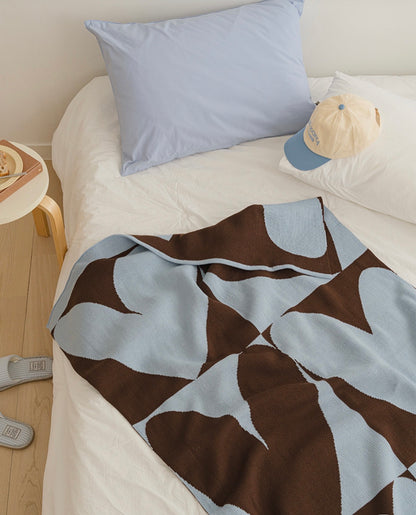 (Seasonal Exclusive) Reversible Knit Throw Blanket —Choco love