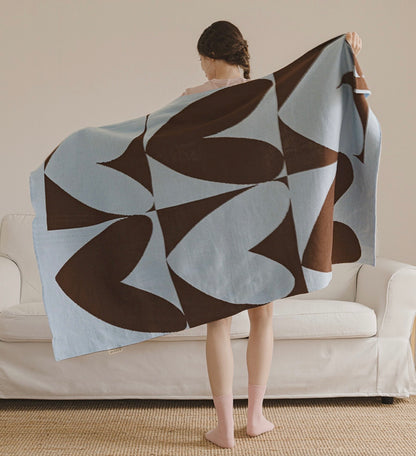 (Seasonal Exclusive) Reversible Knit Throw Blanket —Choco love
