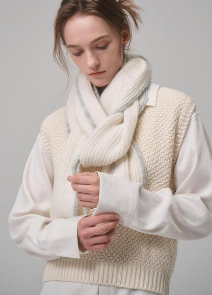 Bouclé Baby Alpaca Blend Winter Scarf – Cream