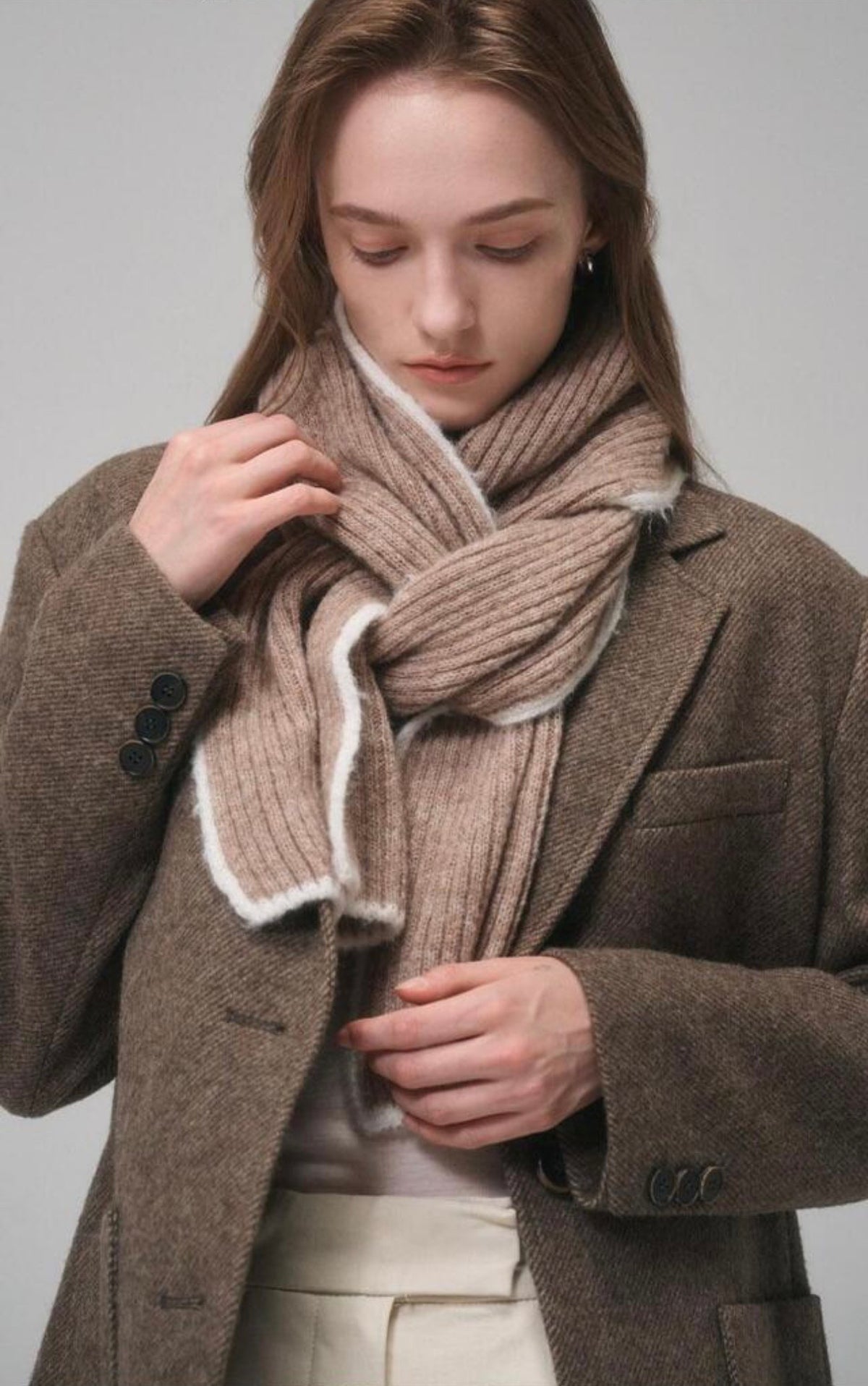 Bouclé Baby Alpaca Winter Scarf – Brown