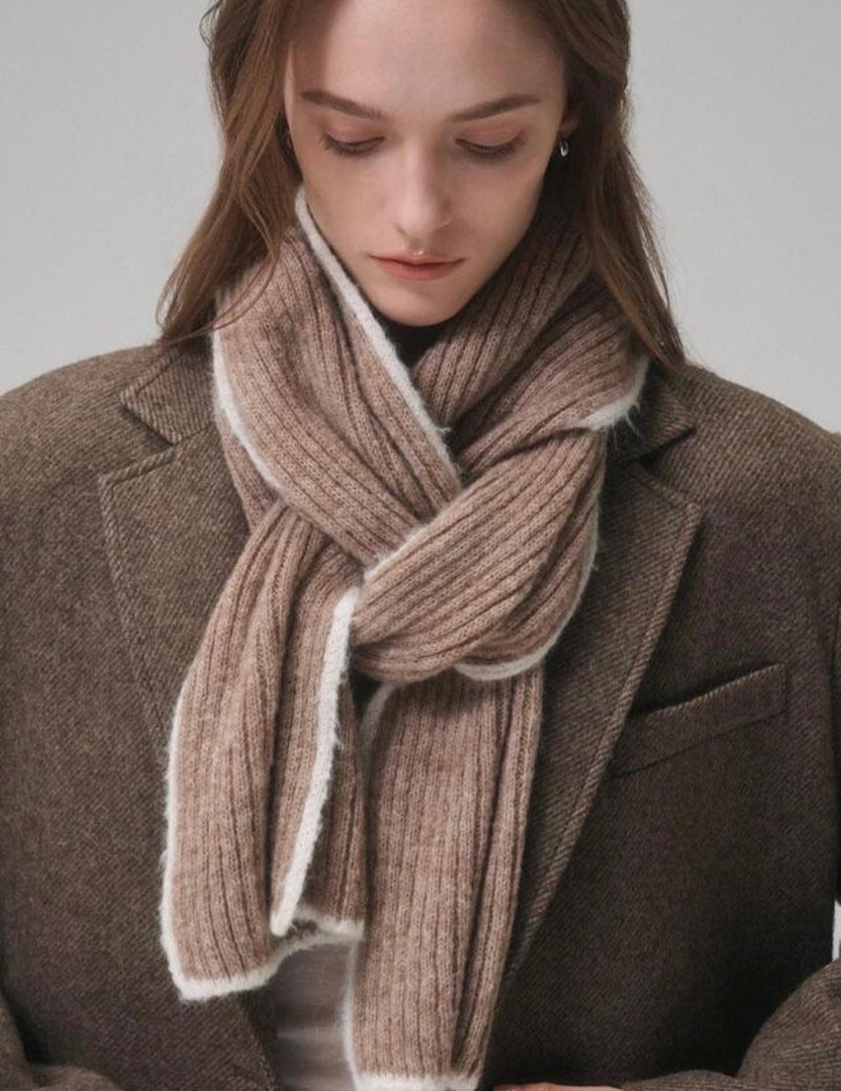 Bouclé Baby Alpaca Winter Scarf – Brown