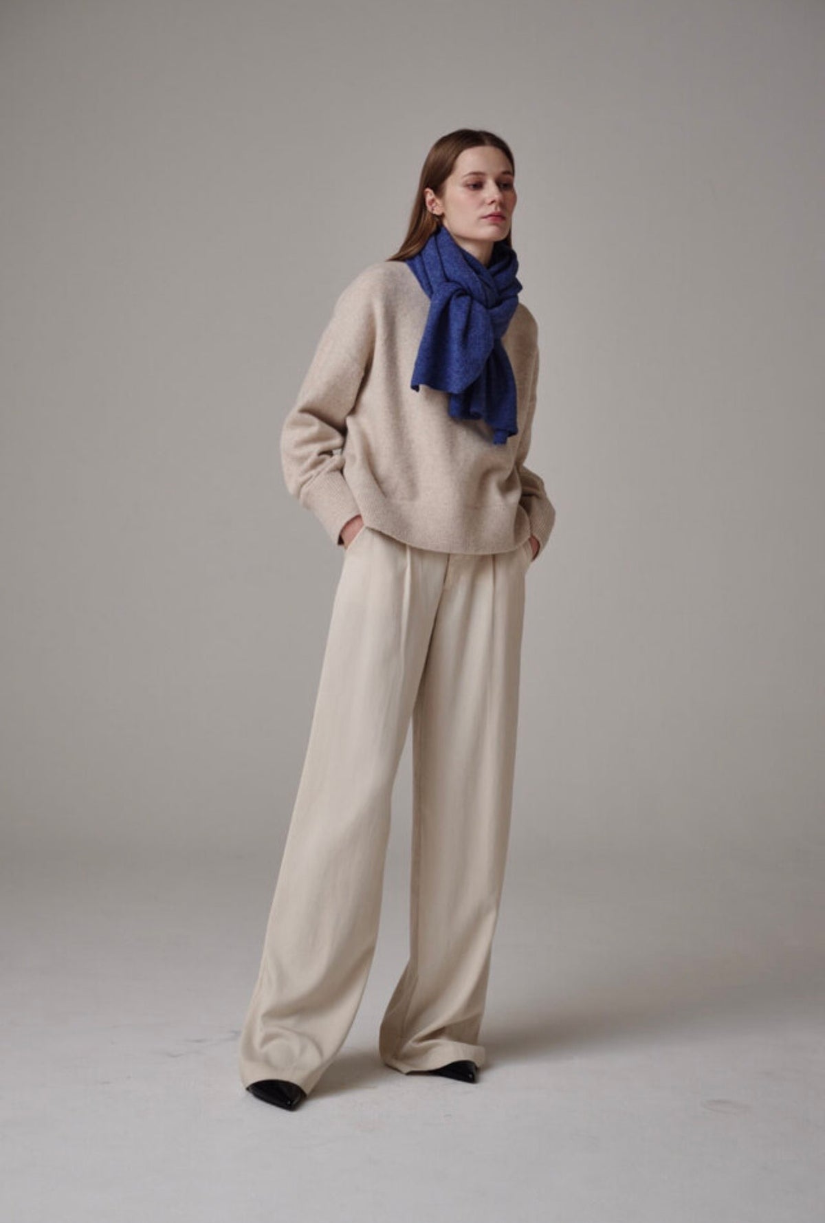 Cashmere & Wool Blend Winter Scarf – Blue