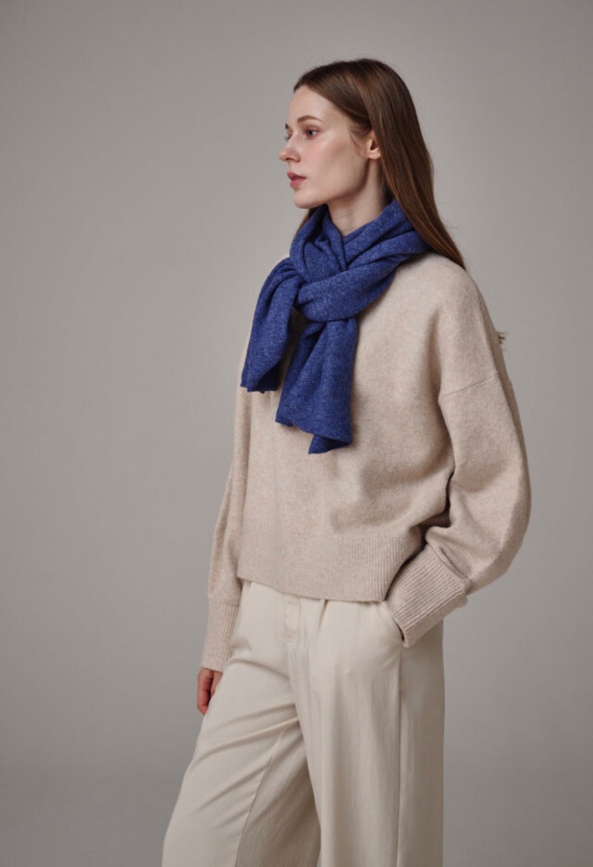 Cashmere & Wool Blend Winter Scarf – Blue
