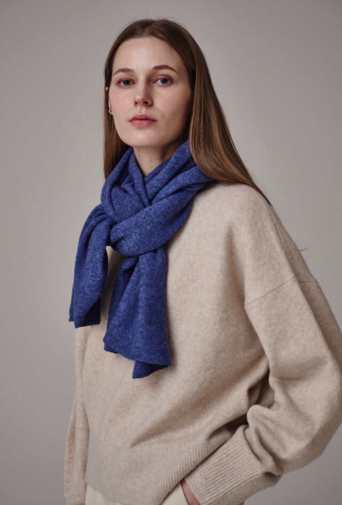 Cashmere & Wool Blend Winter Scarf – Blue
