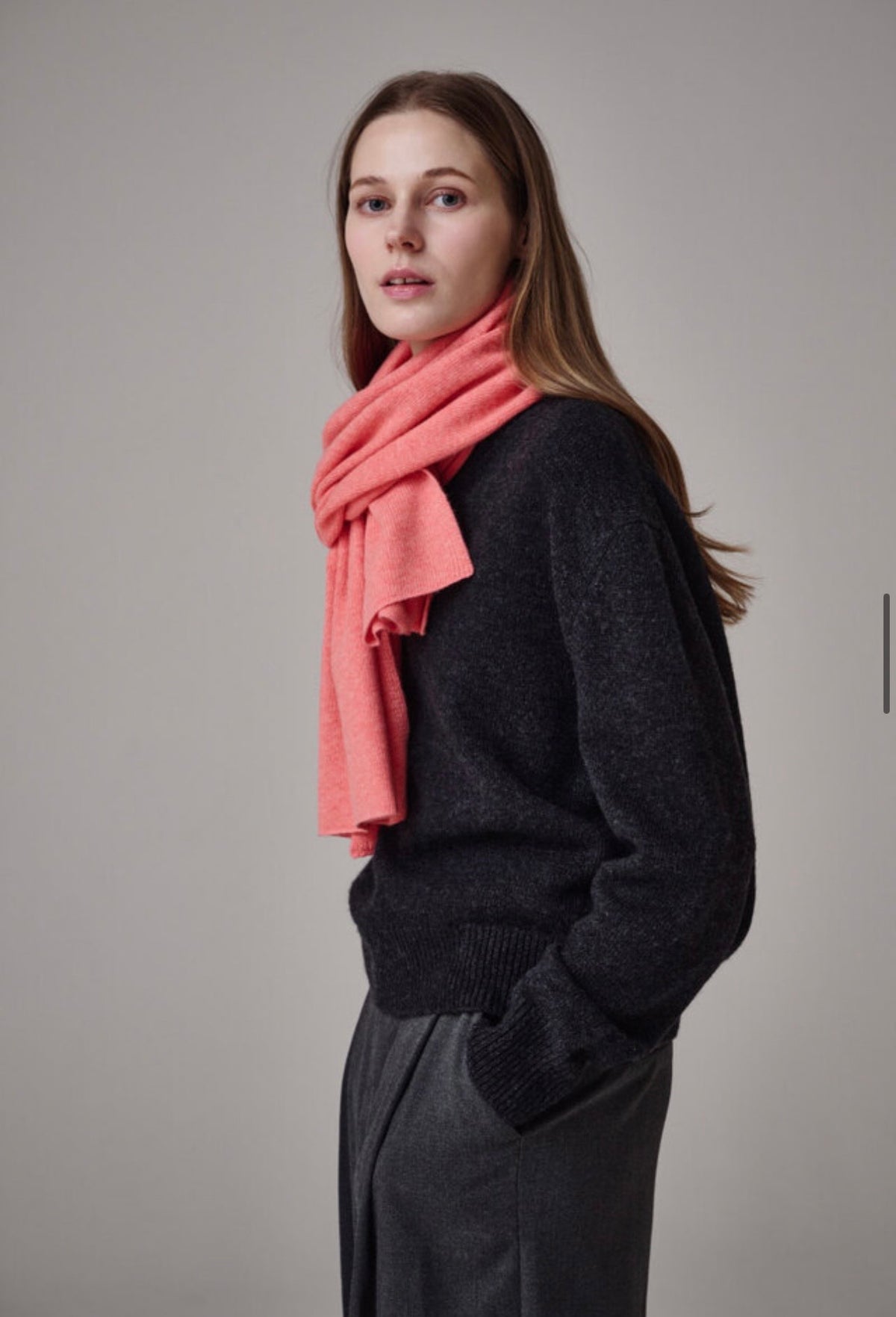Cashmere & Wool Blend Winter Scarf – Pink