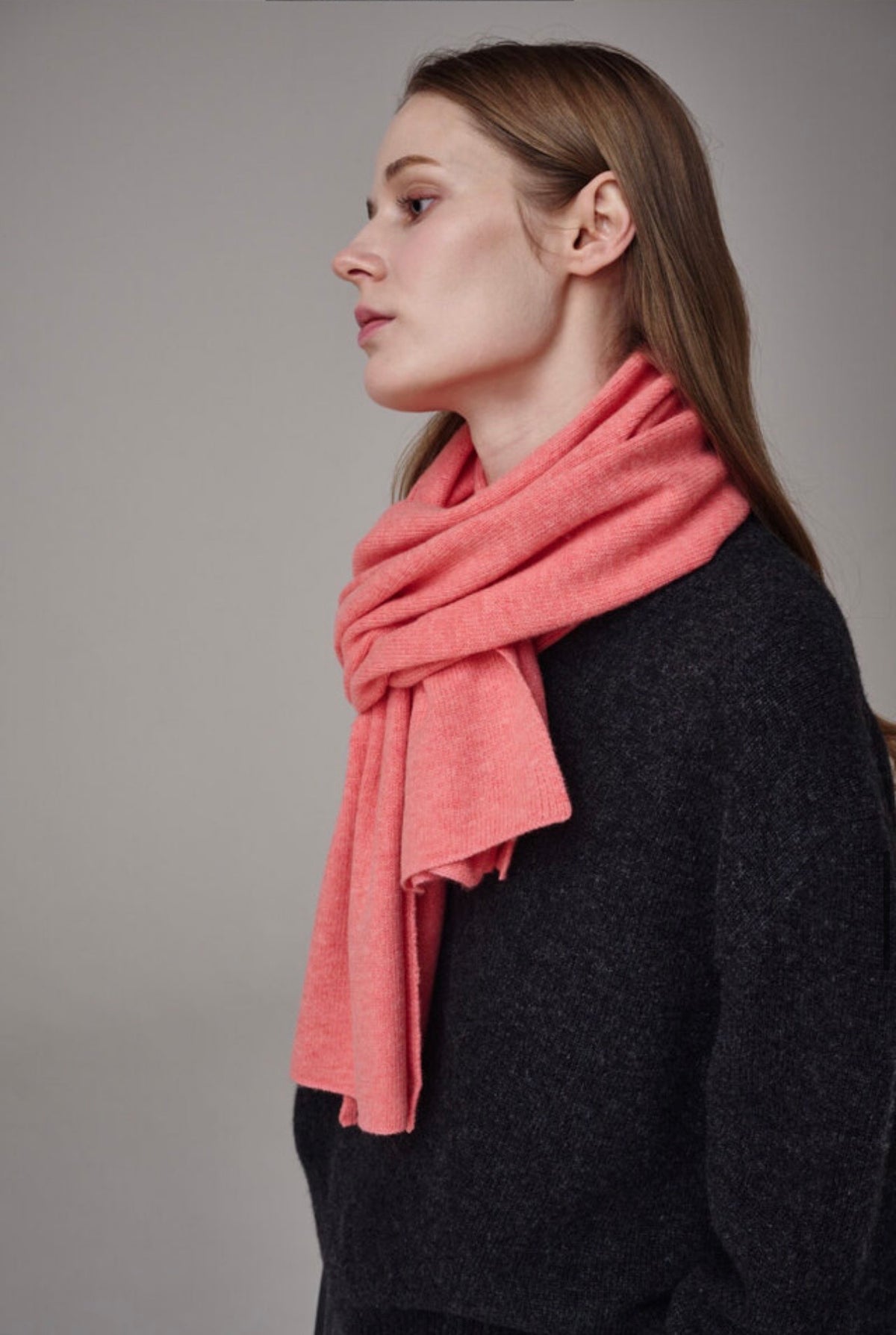 Cashmere & Wool Blend Winter Scarf – Pink