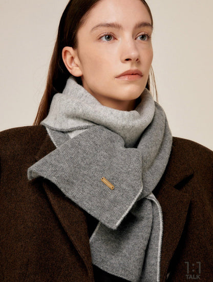 Reversible Cashmere & Wool Blend Scarf – Gray
