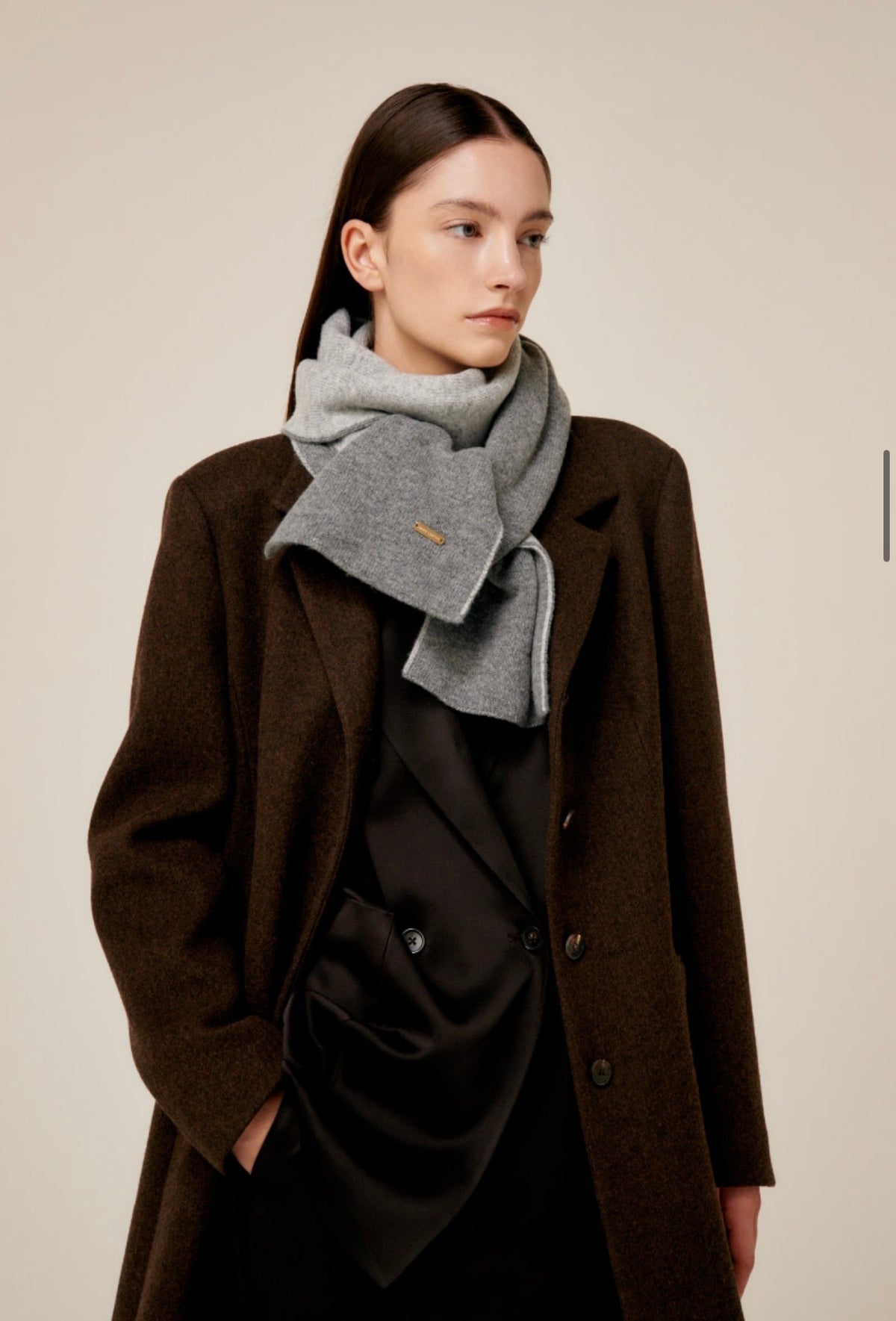 Reversible Cashmere & Wool Blend Scarf – Gray