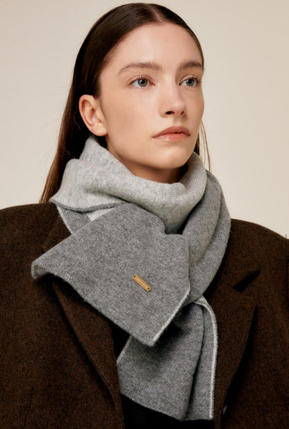 Reversible Cashmere & Wool Blend Scarf – Gray