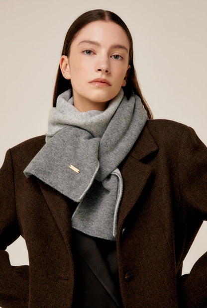 Reversible Cashmere & Wool Blend Scarf – Gray