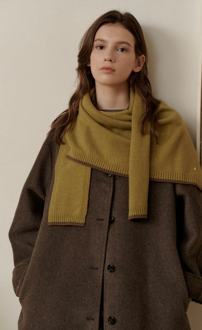 3-Way Merino Wool Blend Knit Shawl – Green Tea Brown