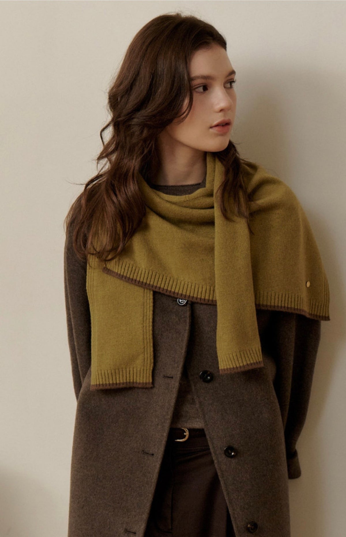 3-Way Merino Wool Blend Knit Shawl – Green Tea Brown