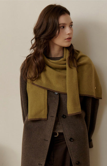 3-Way Merino Wool Blend Knit Shawl – Green Tea Brown