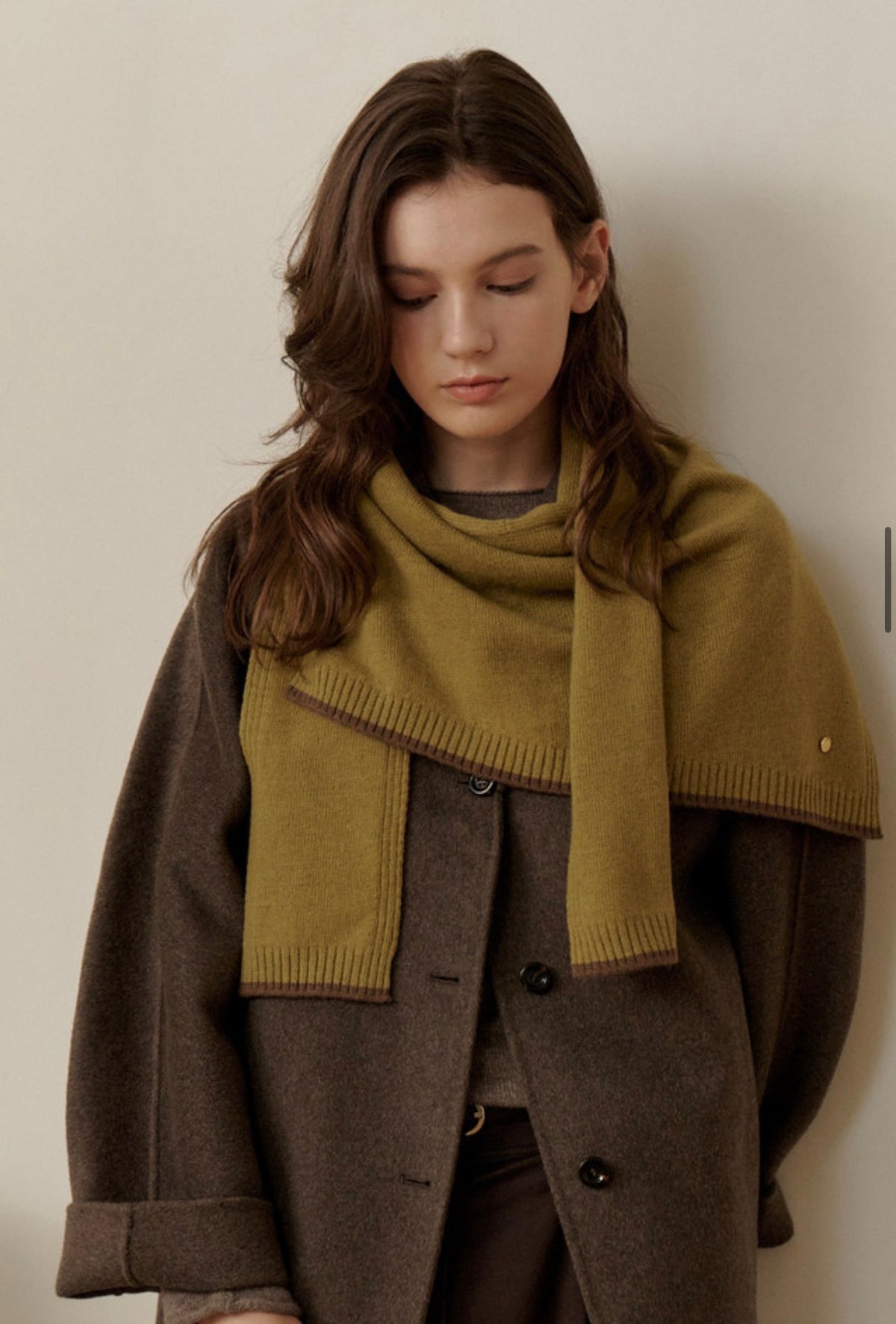 3-Way Merino Wool Blend Knit Shawl – Green Tea Brown