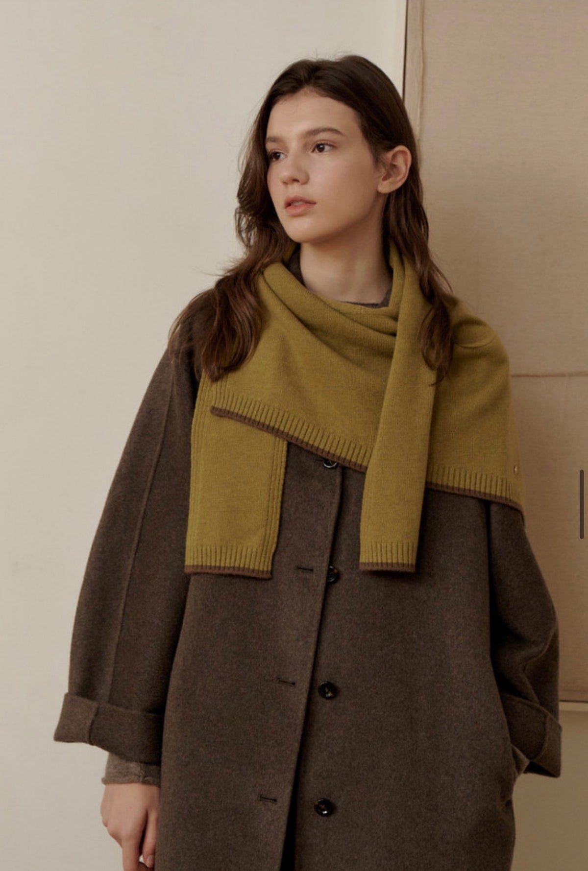 3-Way Merino Wool Blend Knit Shawl – Green Tea Brown