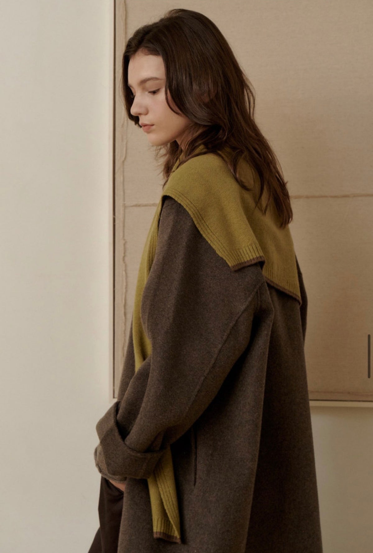 3-Way Merino Wool Blend Knit Shawl – Green Tea Brown