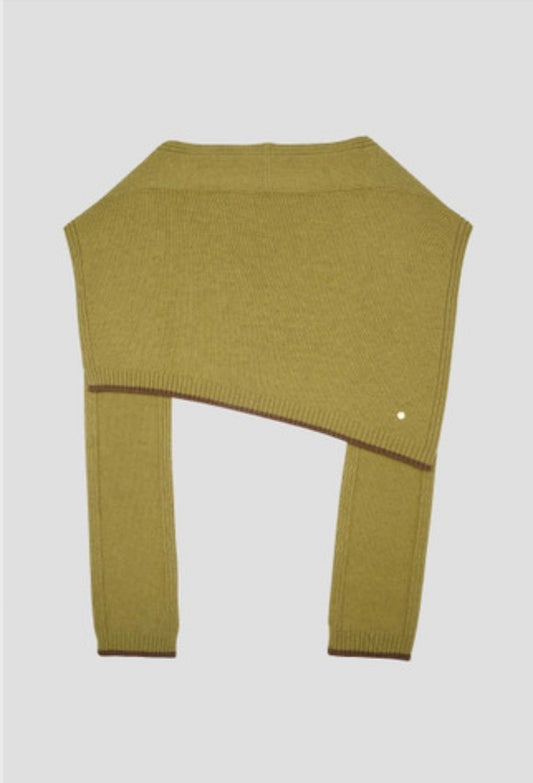 3-Way Merino Wool Blend Knit Shawl – Green Tea Brown