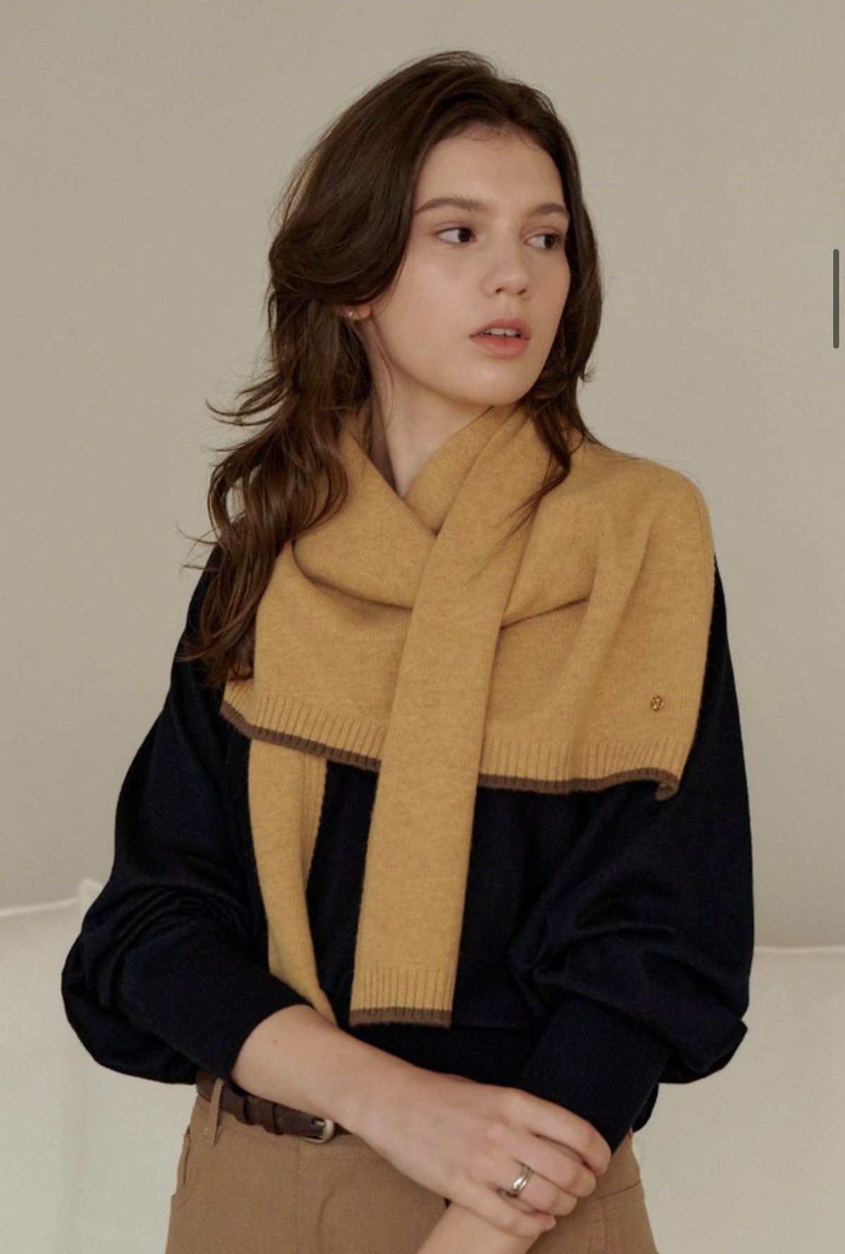 3-Way Merino Wool Blend Knit Shawl – Mustard