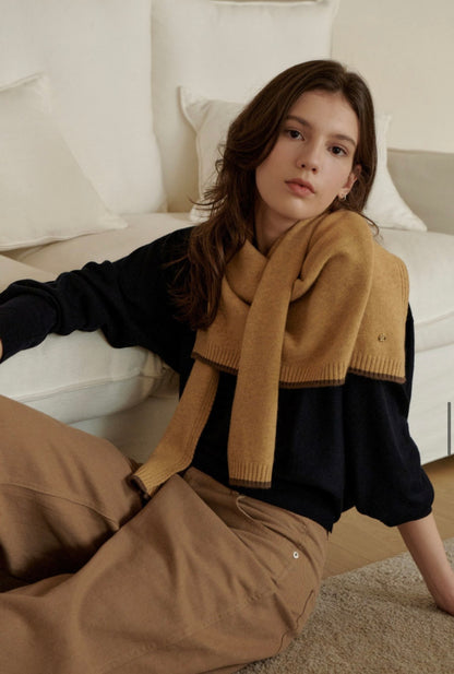 3-Way Merino Wool Blend Knit Shawl – Mustard