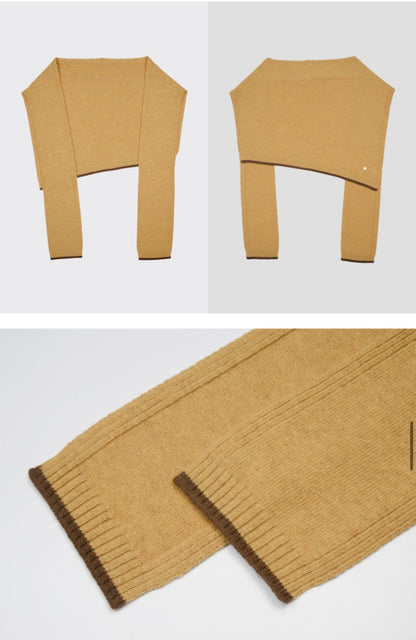 3-Way Merino Wool Blend Knit Shawl – Mustard