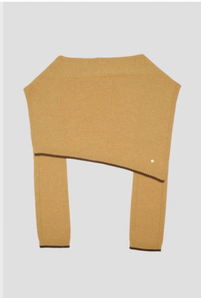 3-Way Merino Wool Blend Knit Shawl – Mustard