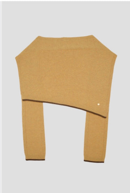 3-Way Merino Wool Blend Knit Shawl – Mustard