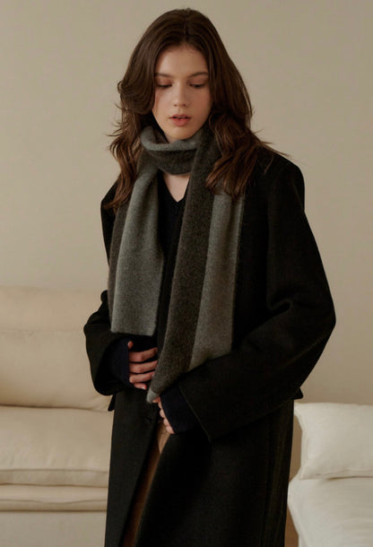 Two-Tone Knit Scarf – Cloud Charcoal